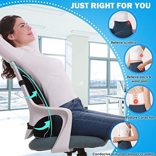 Niceeday Lumbar Support Pillow for Office Chair Car Lumbar Pillow Lower Back  Pain Relief Memory Foam 
